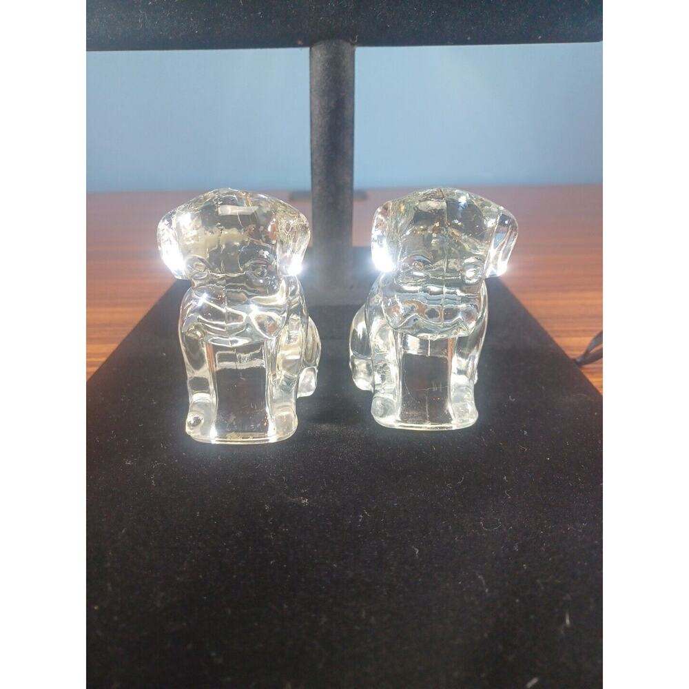 1940’s Federal Pressed Glass Mopey Puppy Dog/ Puppy Lot Of 2 Figurine Vintage